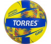 Мяч вол. TORRES Grip Y, V32185, р.5, синт.кожа (ТПУ), маш. сшивка, бут.камера,желто-синий